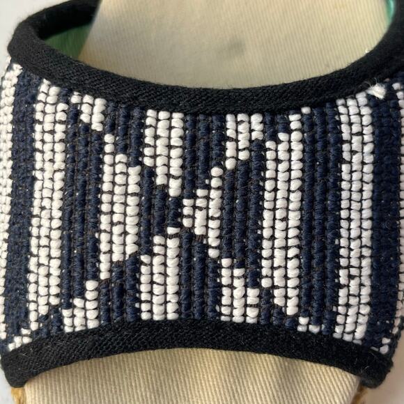 Soludos Woven Beaded Wedge Espadrille Sandals Open Toe Resortwear Navy Size 9 - Picture 9 of 13